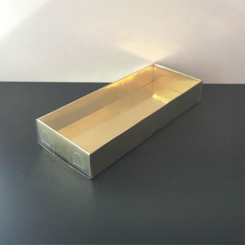 6.5x16x2.5 ALTI GOLD METALİZE KARTON ÜSTÜ ASETAT KUTU