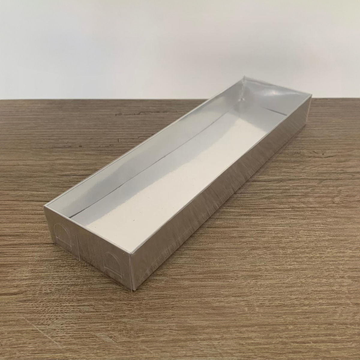 6.5x20.5x2.5 ALTI GÜMÜŞ METALİZE KARTON ÜSTÜ ASETAT KUTU