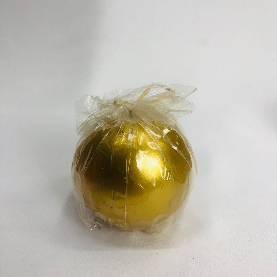 YILBAŞI HEDİYELİK TOP MUM 8cm Gold