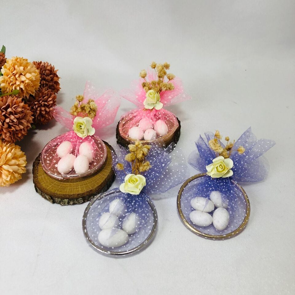 ŞEKERLİ METAL HALKA SÜSLEME KARLI TÜL