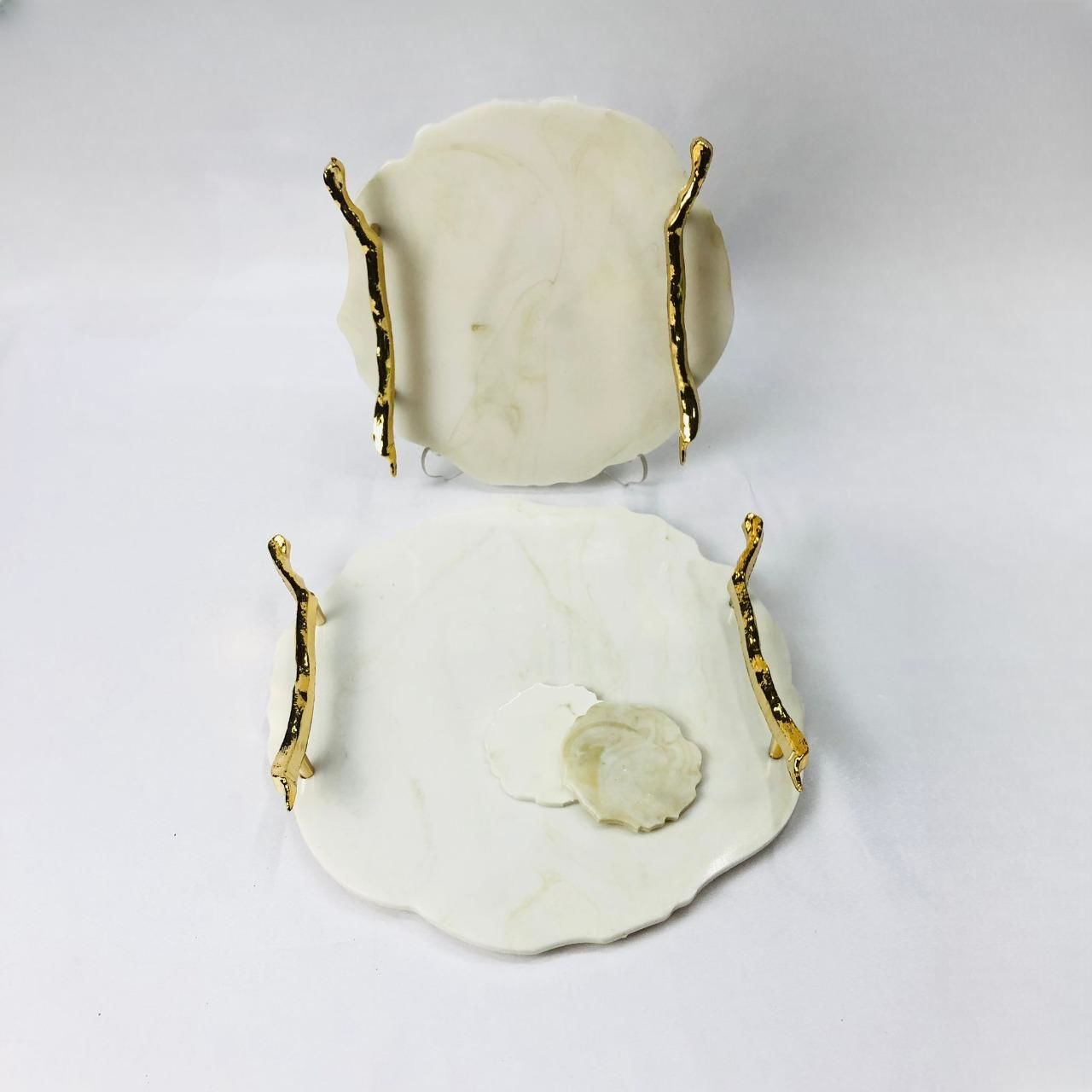 Epoxy Serving Tray Set Of 2 Luxurious Veined Marble Look