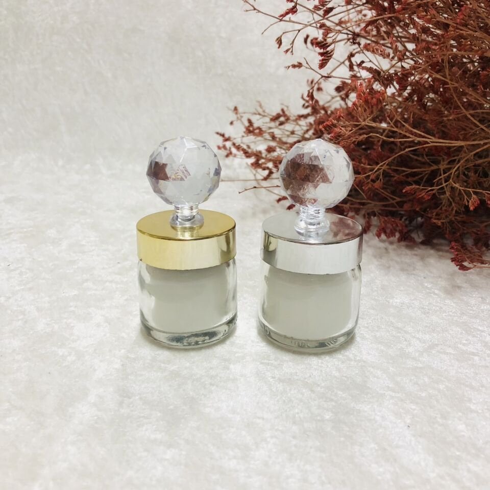 CAM KAVANOZ MUM YUVARLAK KRİSTAL TEPELİ 40cc