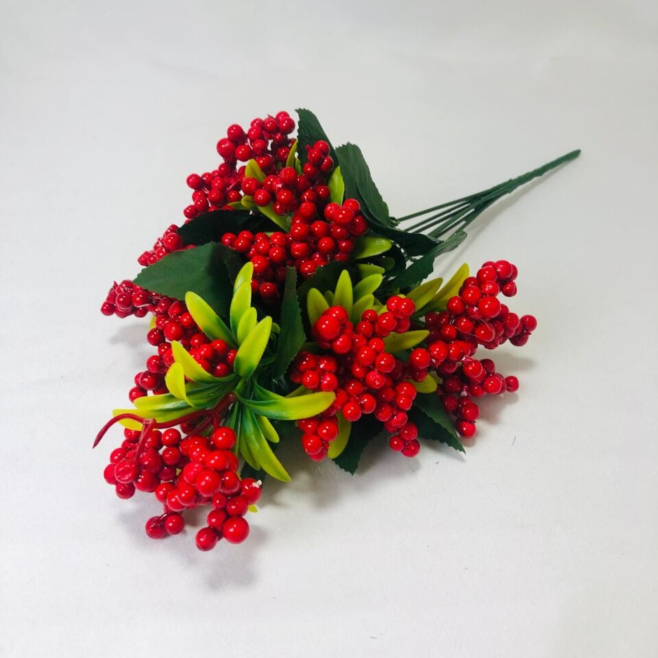 YAPAY YILBAŞI ÇİÇEĞİ MİNİ KIRMIZI BERRY HOLLY