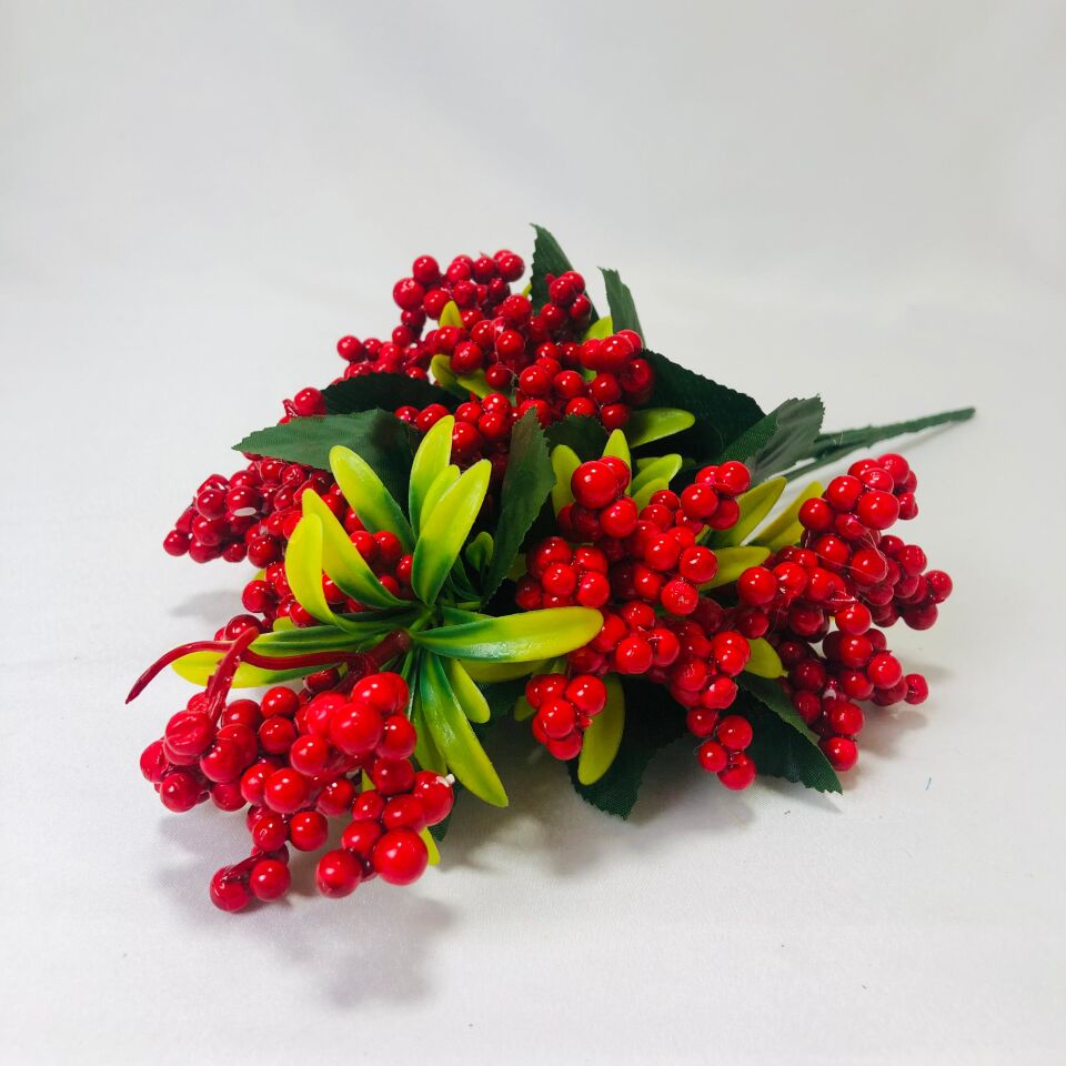 YAPAY YILBAŞI ÇİÇEĞİ MİNİ KIRMIZI BERRY HOLLY