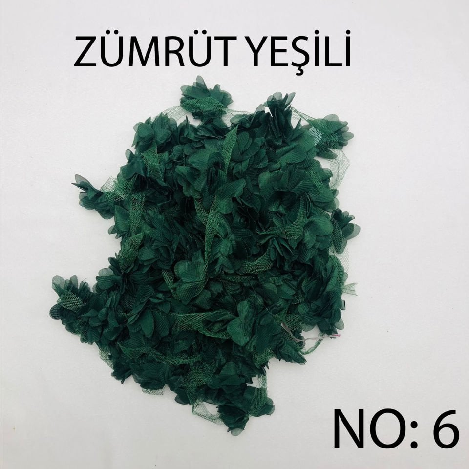ÇİÇEK TÜL LAZER KESİM 10m NO:6 - ZÜMRÜT YEŞİL