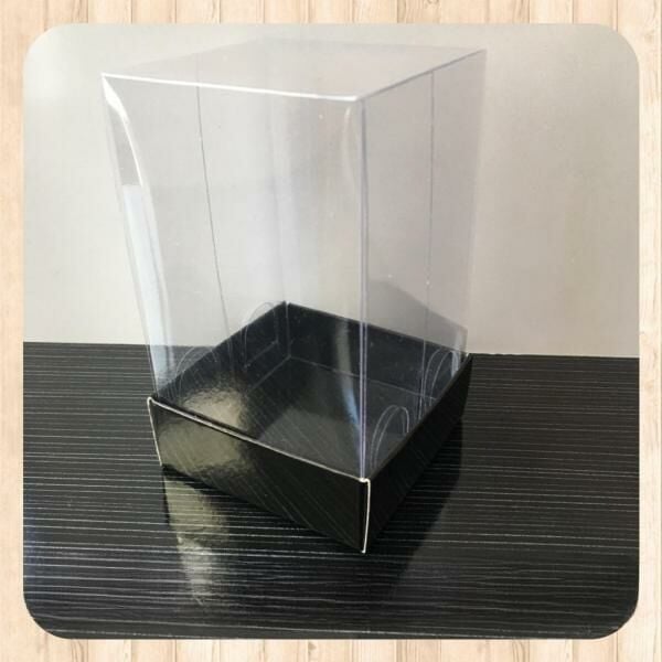 6x6x10 ALTI SİYAH KARTON ÜSTÜ ASETAT KUTU