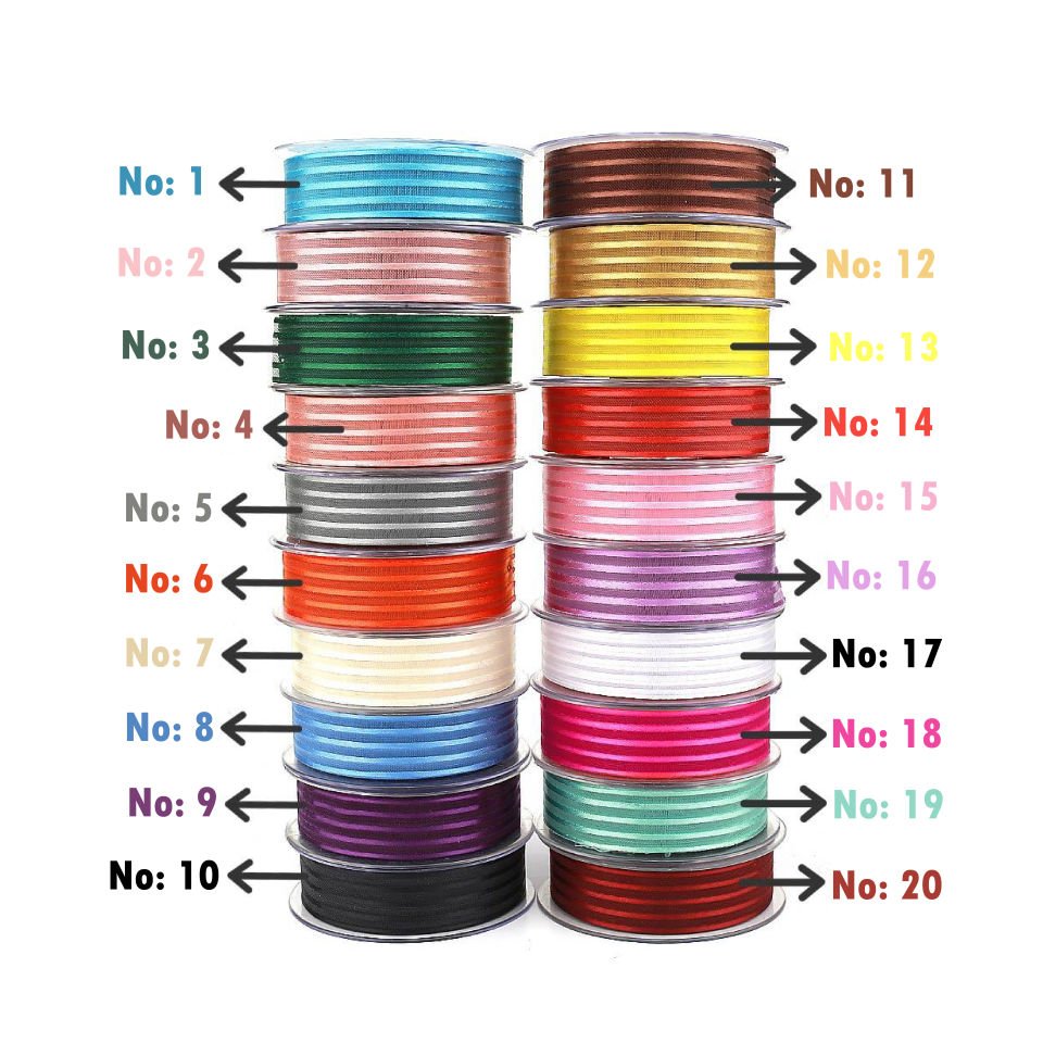 SATEN ÇİZGİLİ ŞİFON KURDELE 2,5cm 22 METRE