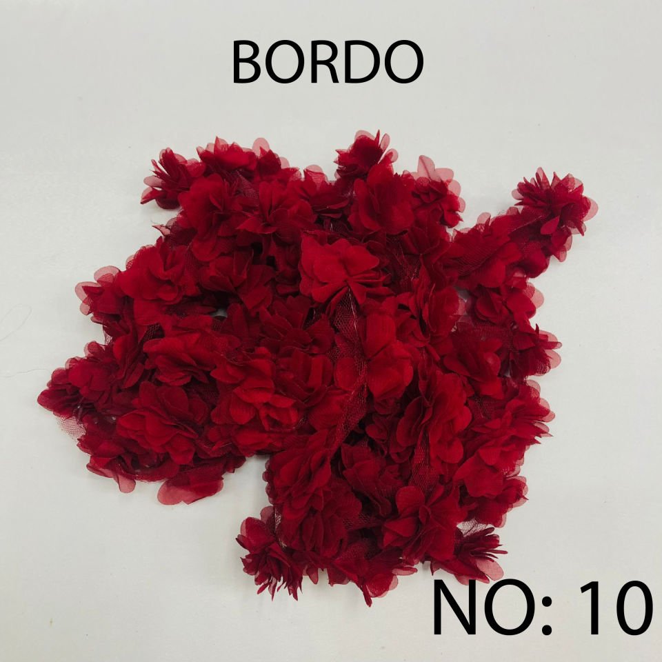 ÇİÇEK TÜL LAZER KESİM 10m NO:10 - BORDO