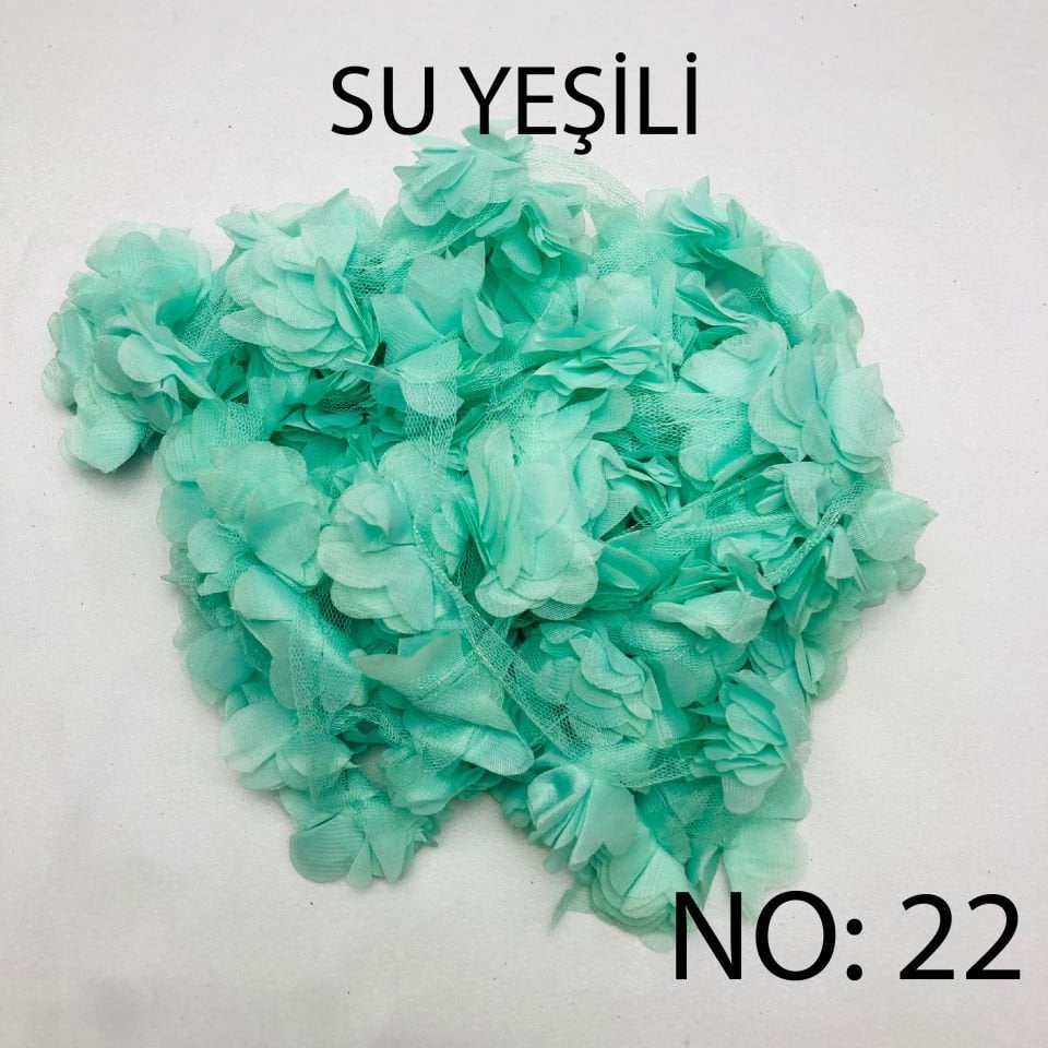 ÇİÇEK TÜL LAZER KESİM 10m NO:22 - SU YEŞİLİ