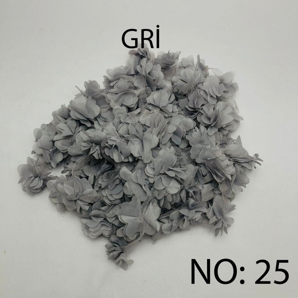ÇİÇEK TÜL LAZER KESİM 10m NO:25 - GRİ