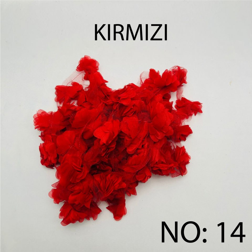 ÇİÇEK TÜL LAZER KESİM 10m NO:14 - KIRMIZI