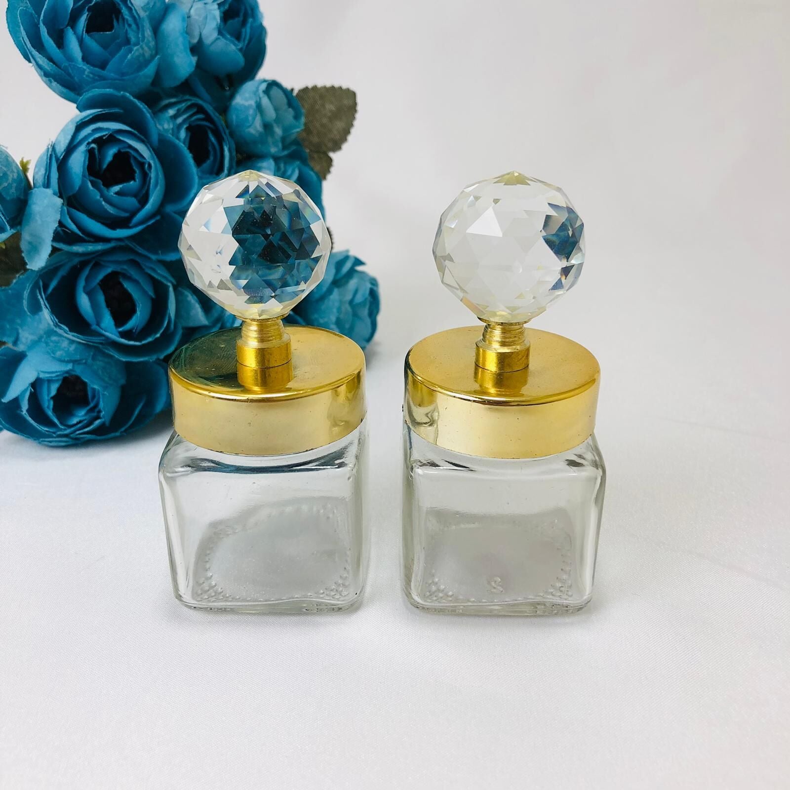 CAM KAVANOZ BOŞ KARE ORJİNAL CAM KRİSTAL TEPELİ 40cc