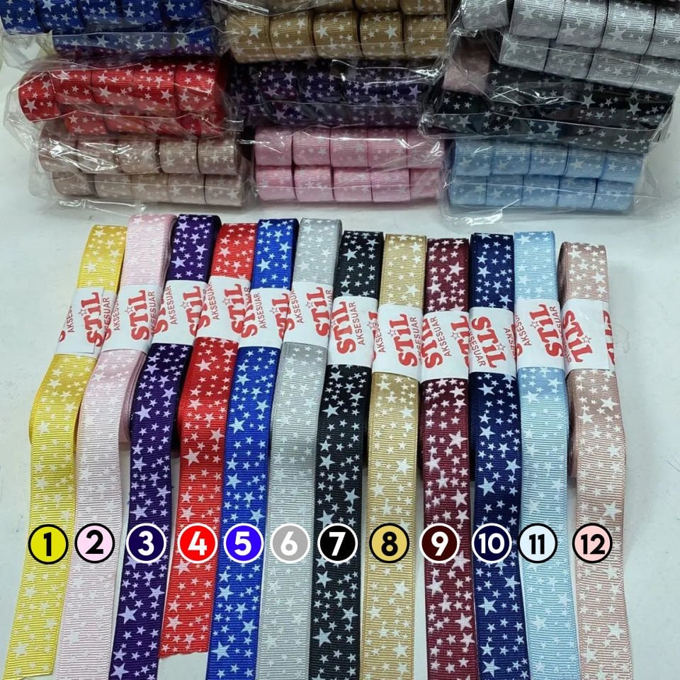 GROGREN KURDELE YILDIZ DESENLİ 2,5cm 10 METRE