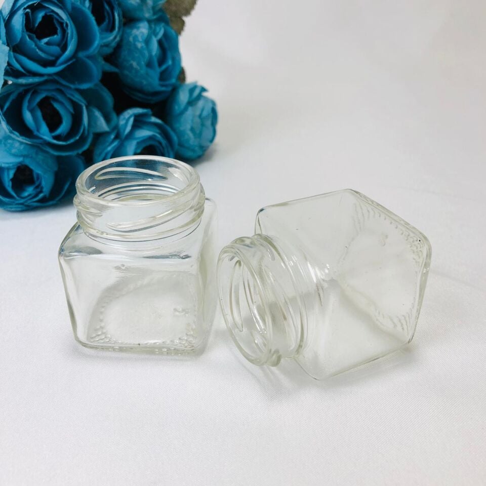 CAM KAVANOZ BOŞ KARE KAPAKSIZ 40cc