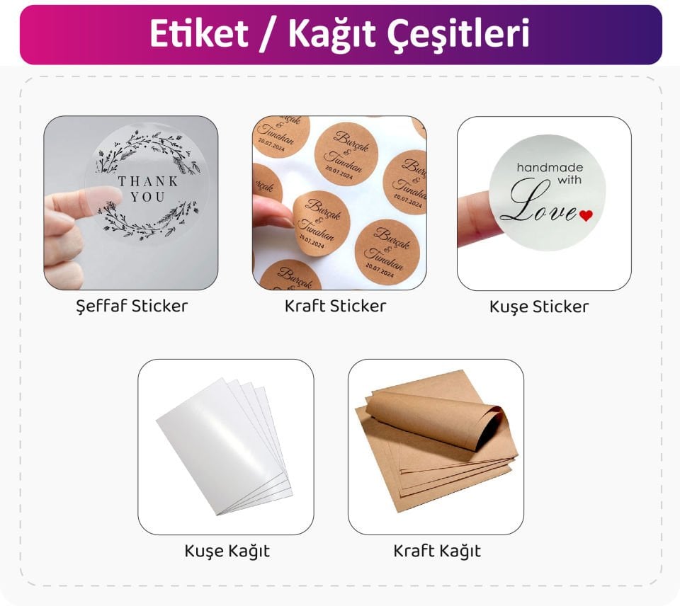 Etiket Model 002 Kuşe Kağıt - Kare