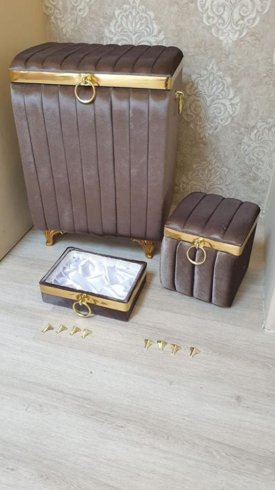 3'LÜ ÇİZGİLİ KİRLİ KREM SEPETİ