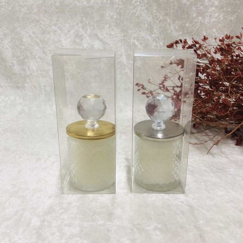 CAM BARDAK MUM ASETATLI  BAKLAVA DESENLİ KRİSTAL TEPELİ