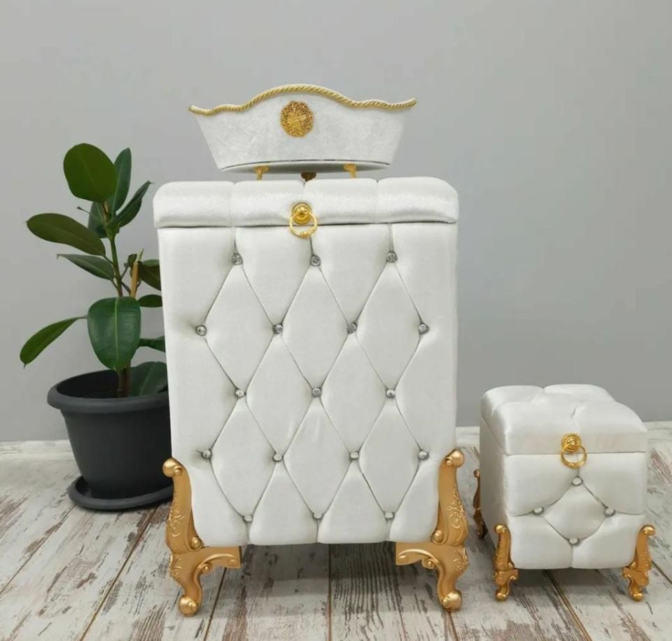 3'LÜ ÇİZGİLİ BEYAZ KİRLİ SEPETİ