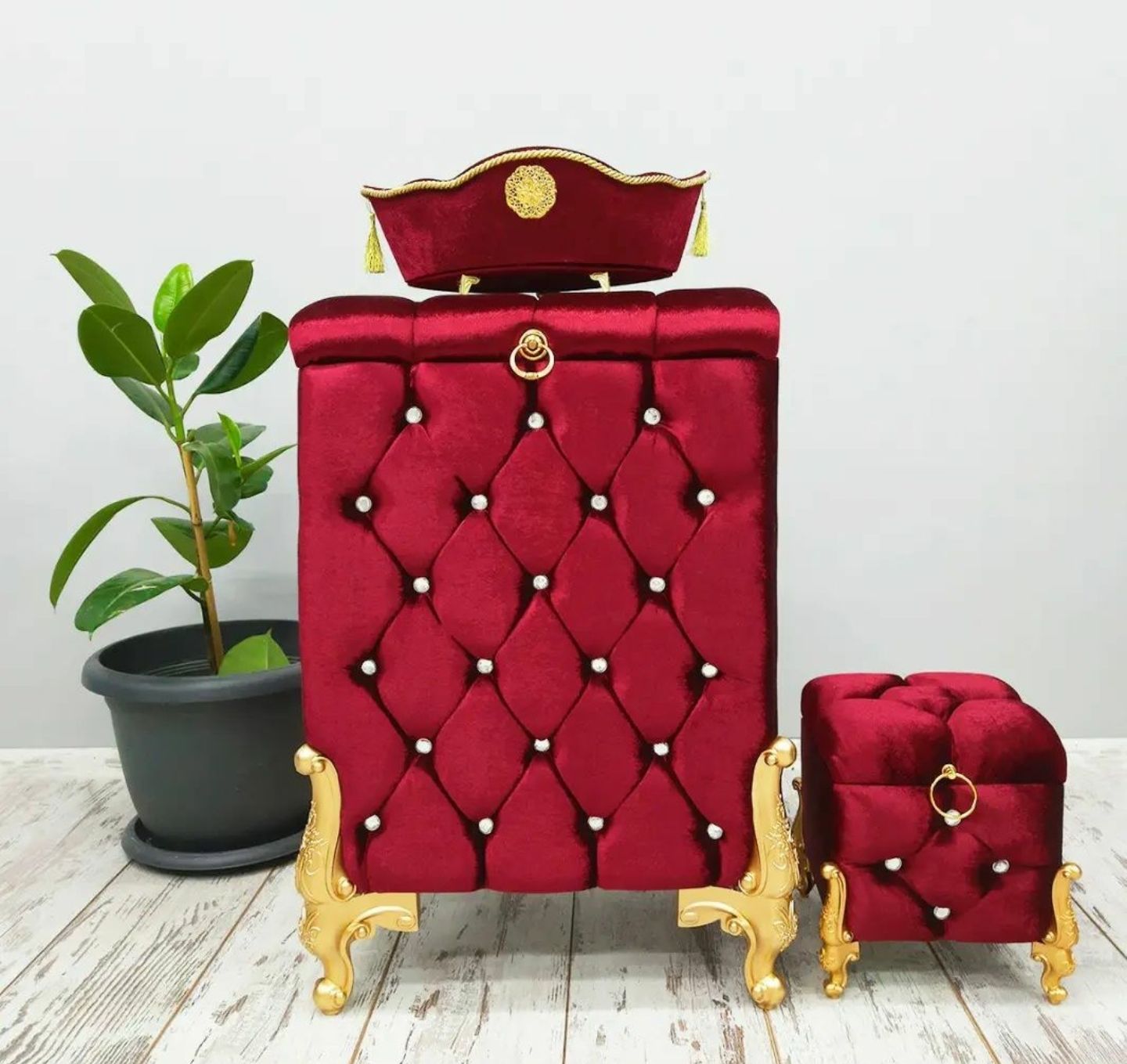 3'LÜ ÇİZGİLİ BORDO KİRLİ SEPETİ