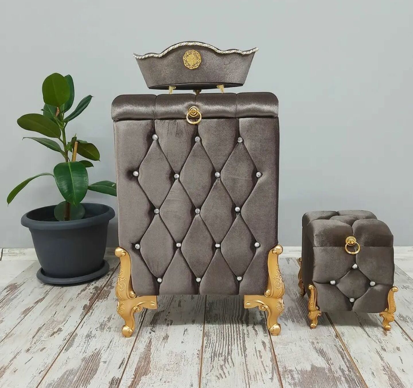 3'LÜ ÇİZGİLİ FÜME KİRLİ SEPETİ