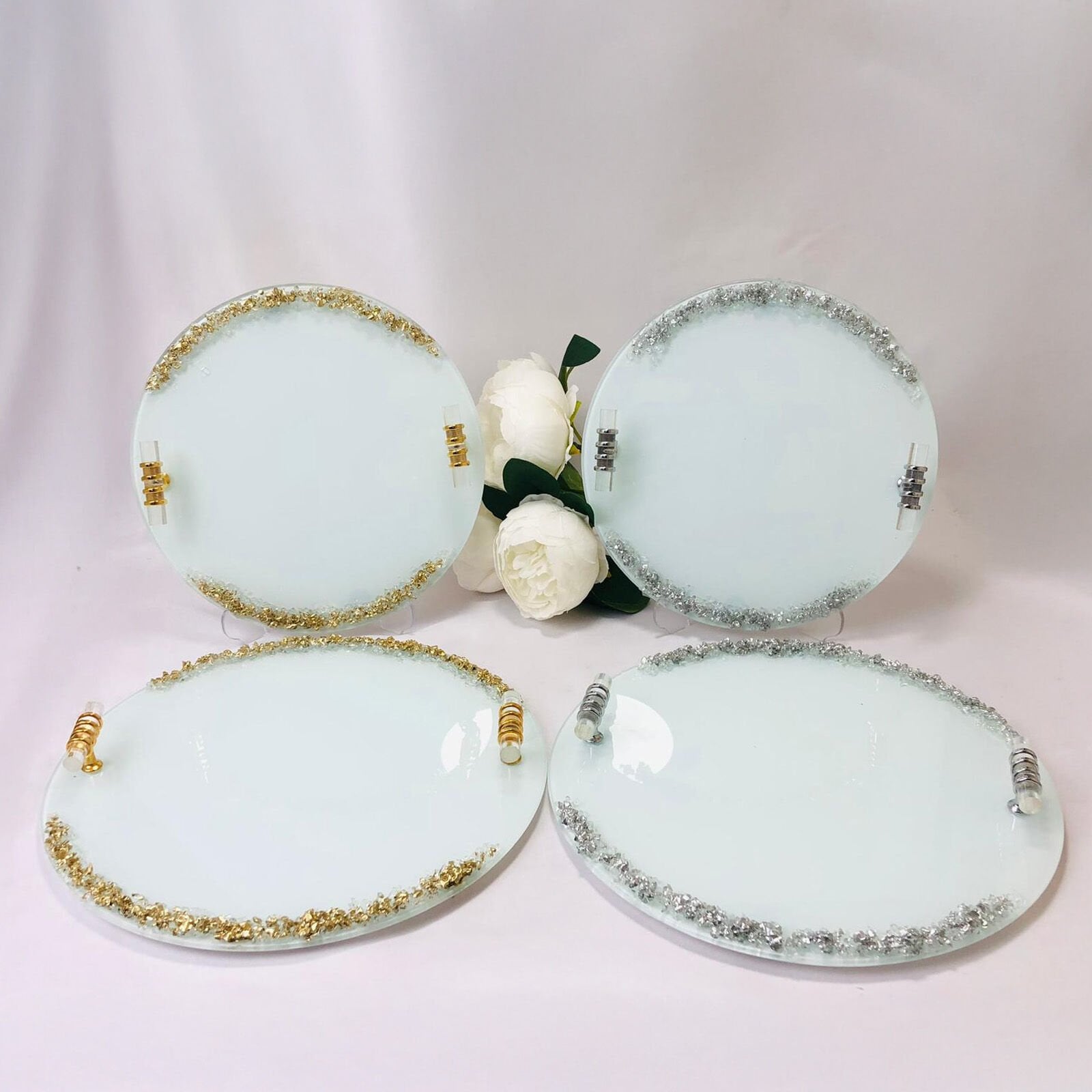 TAŞLI CAM TEPSİ TAŞLI 2'Lİ