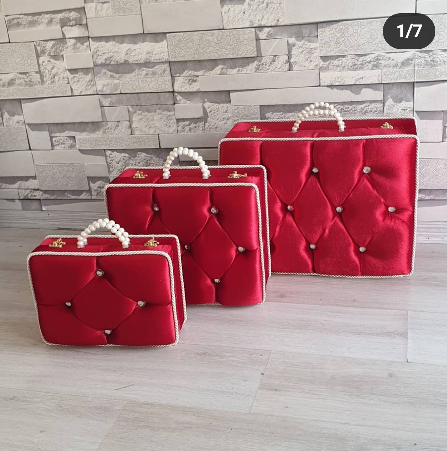 3'LÜ KARE ÇANTA KIRMIZI RENK