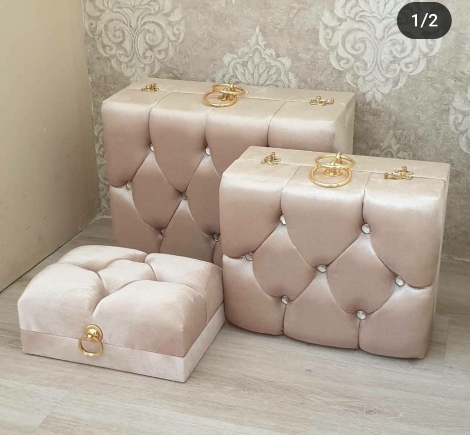 3'LÜ KARE ÇANTA KREM RENK