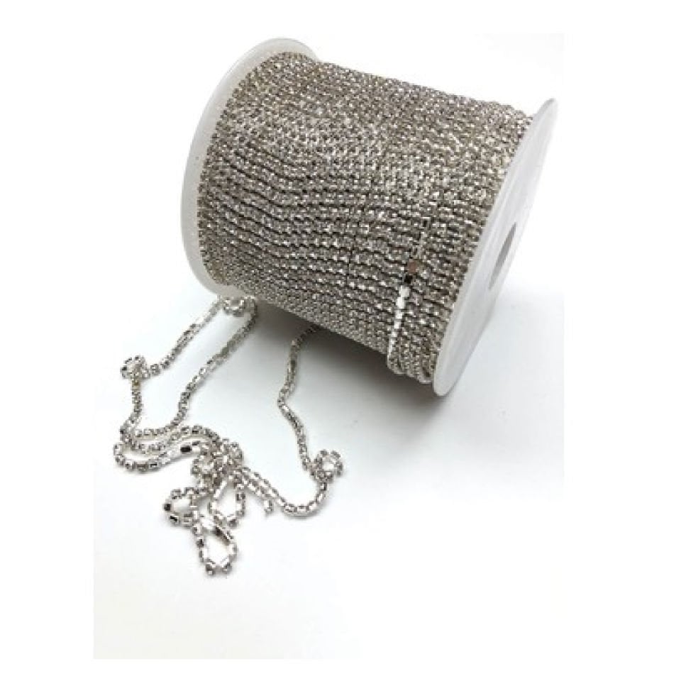 SWAROVSKİ TAŞ ŞERİT KRİSTAL TAŞLI METAL YUVARLAK ŞERİT 50 Metre