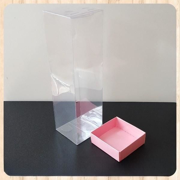 6x6x21 ÖLÇÜLÜ ALTI PEMBE KARTON KUTU ÜSTÜ ASETAT KUTU