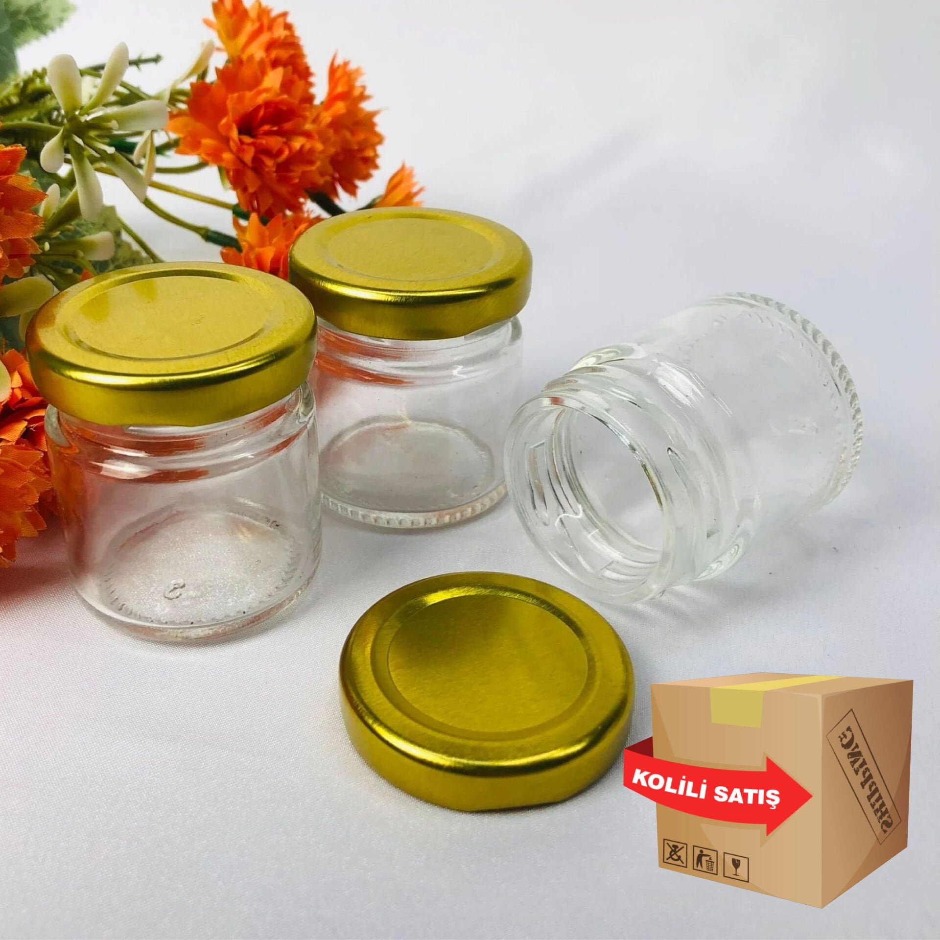 CAM KAVANOZ BOŞ YUVARLAK KAPAKLI 1 KOLİ (240 Adet) 40cc