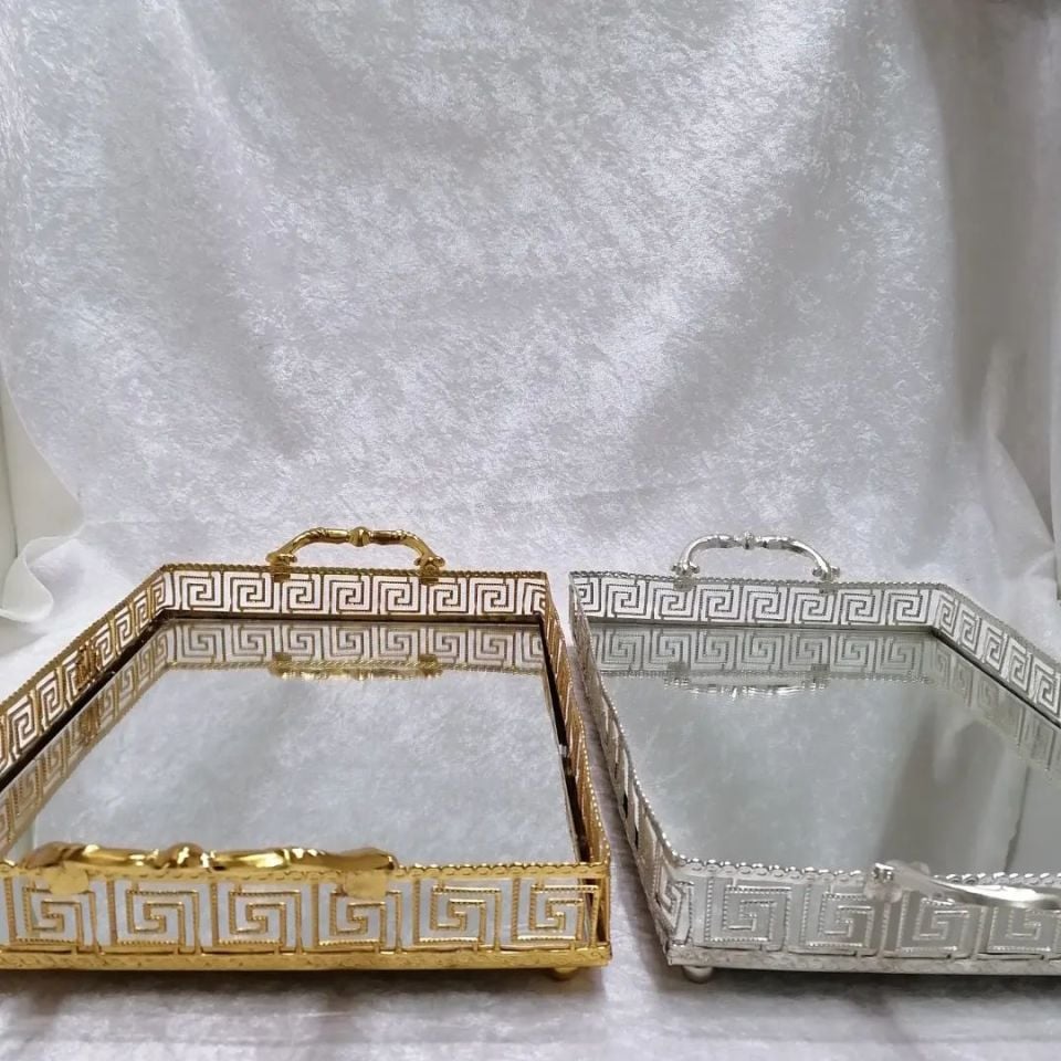 DİKDÖRTGEN METAL TEPSİ VERSACE İSTEME ÇİKOLATA TEPSİSİ