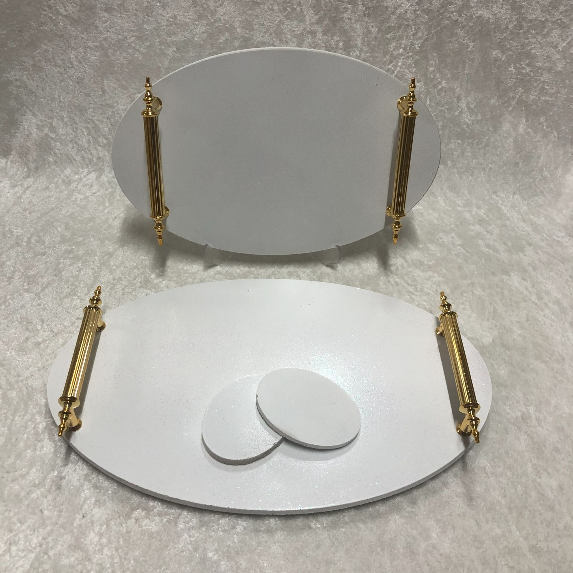 EPOKSİ TEPSİ 2'Lİ MERMER GÖRÜNÜMLÜ SİMLİ OVAL