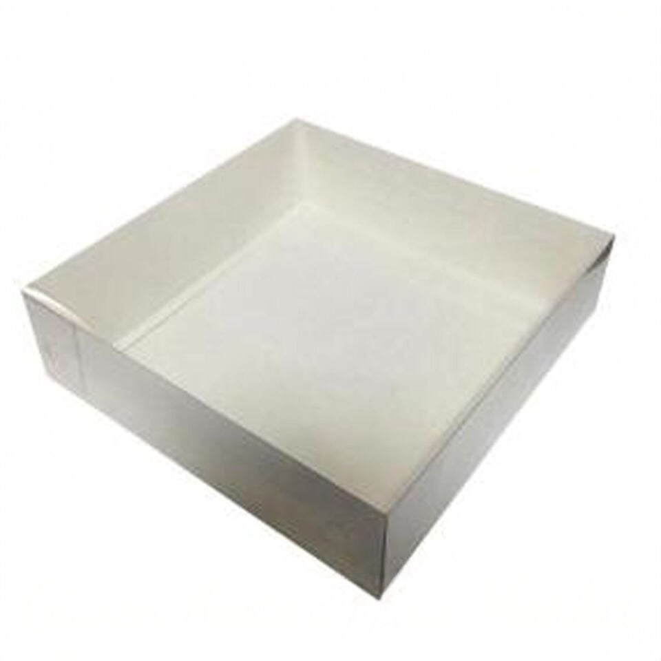 35x35x10 Altı Beyaz Karton Üstü Asetat Kutu