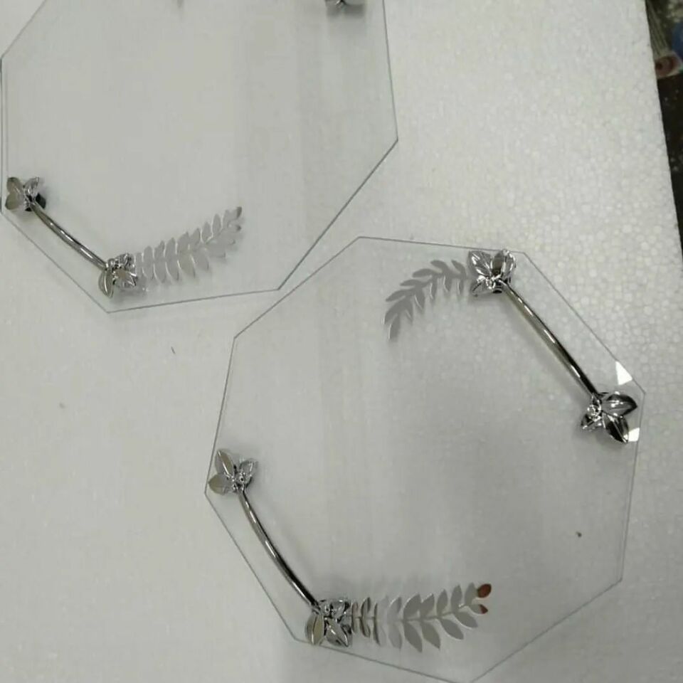 CAM TEPSİ ŞEFFAF 2'Lİ SEKİZGEN YAPRAK