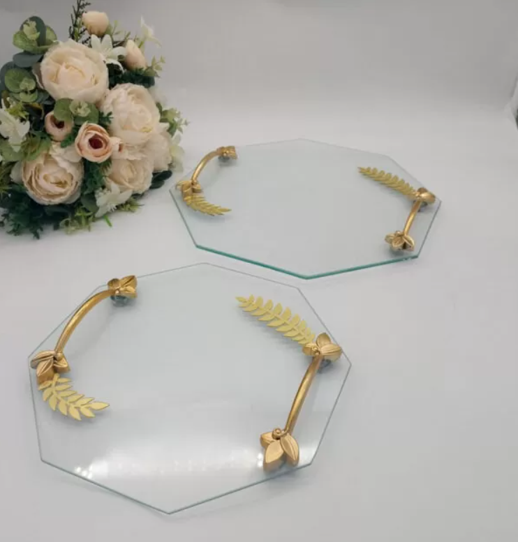 CAM TEPSİ ŞEFFAF 2'Lİ SEKİZGEN YAPRAK