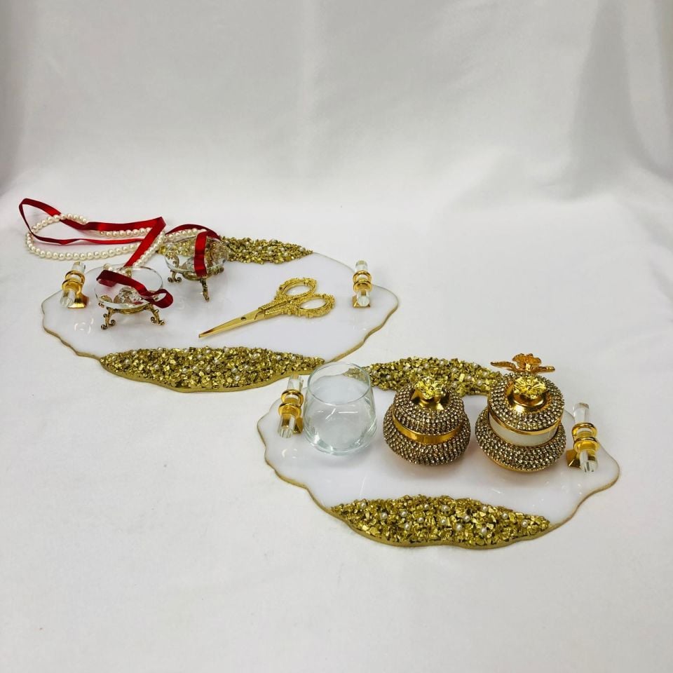 MOBLEN TEPSİ VARAKLI 2'Lİ TAŞLI OVAL