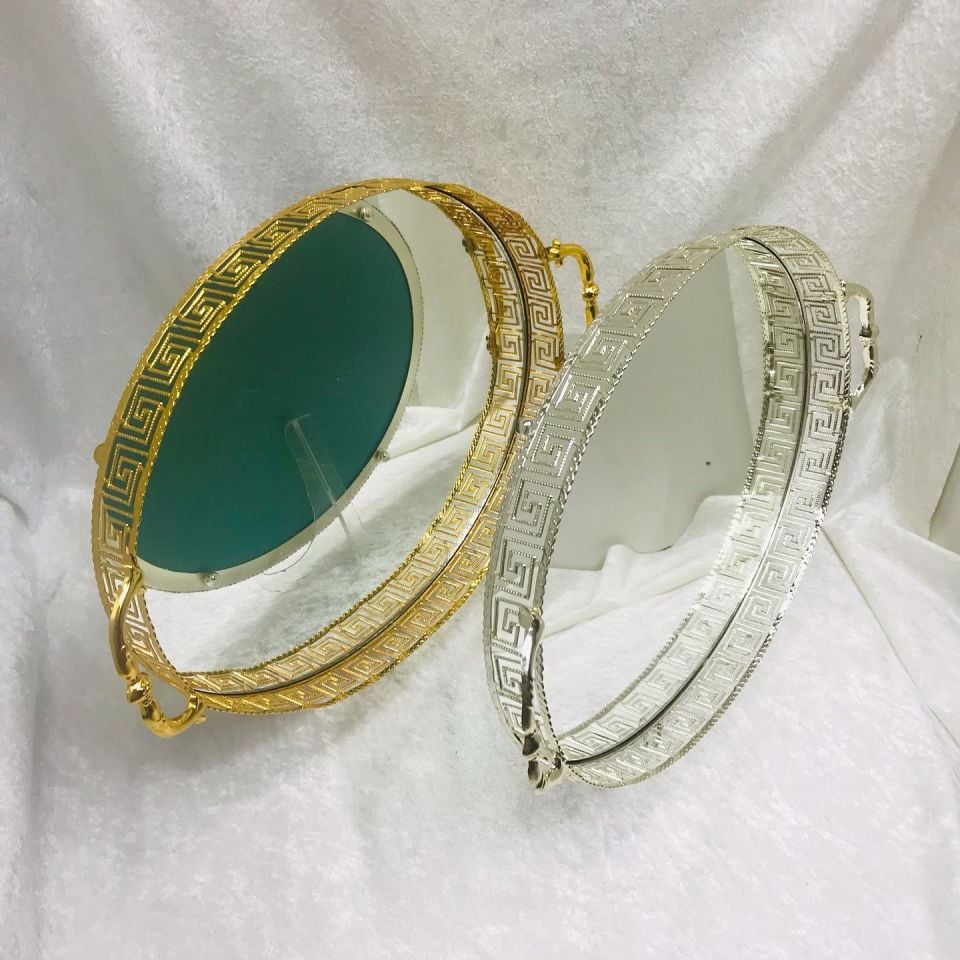 OVAL SAC TEPSİ VERSACE İSTEME ÇİKOLATA TEPSİSİ Gümüş - 1 Adet