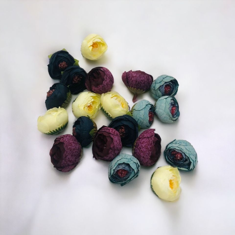 KAFA ŞAKAYIK 3,5cm YAPAY ÇİÇEK 1 Paket(10 adet) - Mavi