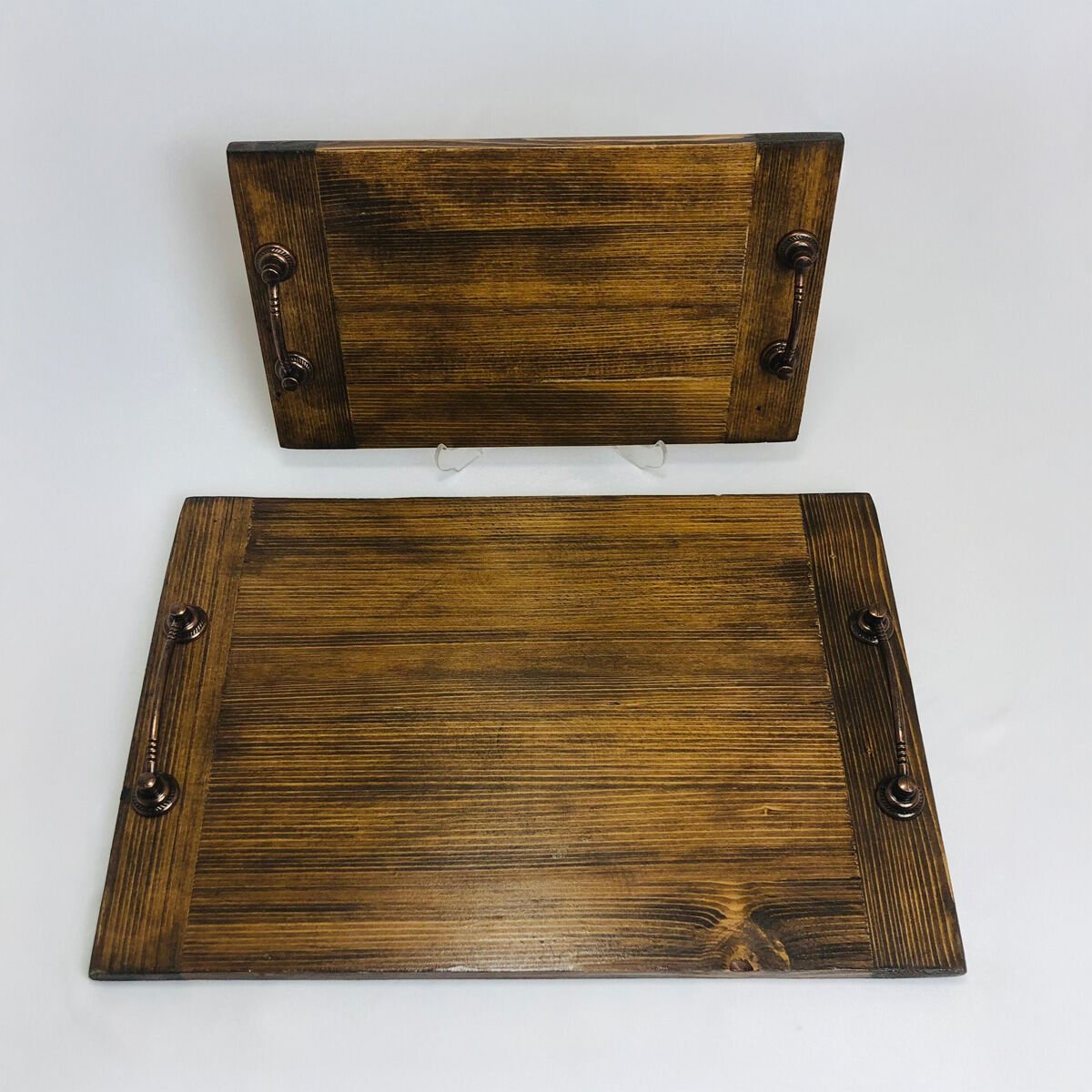 AHŞAP DİKDÖRTGEN TEPSİ 2'Lİ DEMİR KULP | KAMPANYA