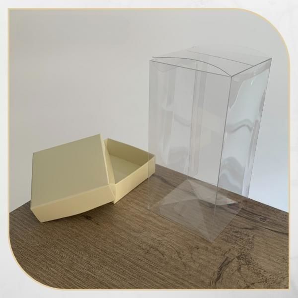 7x7x14 KREM ÇİFT TARAFLI KARTON VE ASETAT KUTU