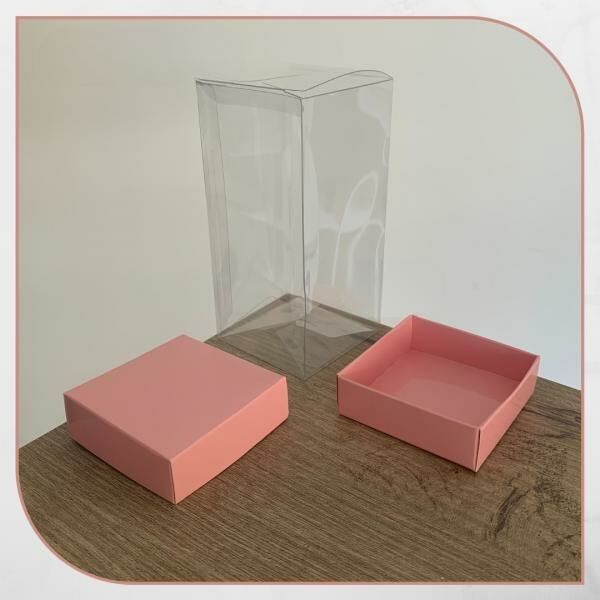 7x7x14 PEMBE ÇİFT TARAFLI KARTON VE ASETAT KUTU