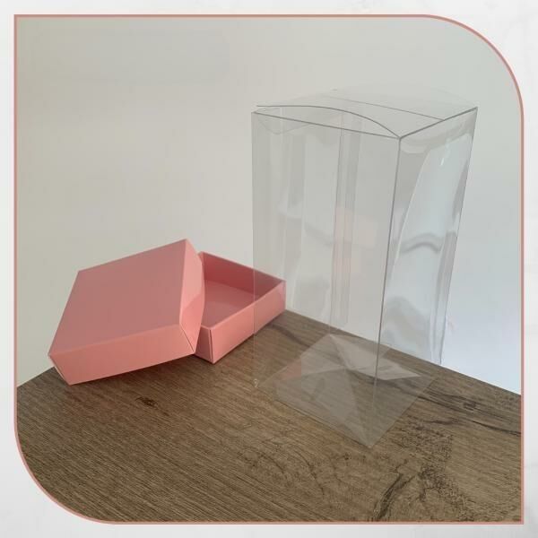 7x7x14 PEMBE ÇİFT TARAFLI KARTON VE ASETAT KUTU