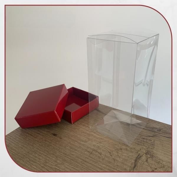 7x7x14 BORDO ÇİFT TARAFLI KARTON VE ASETAT KUTU
