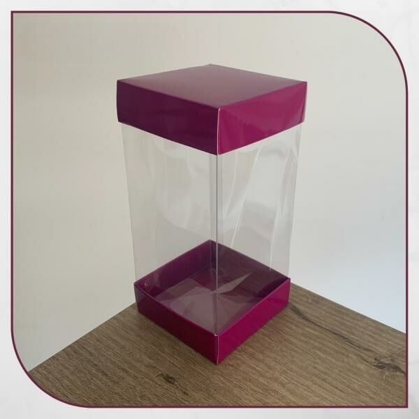 7x7x14 MOR ÇİFT TARAFLI KARTON VE ASETAT KUTU
