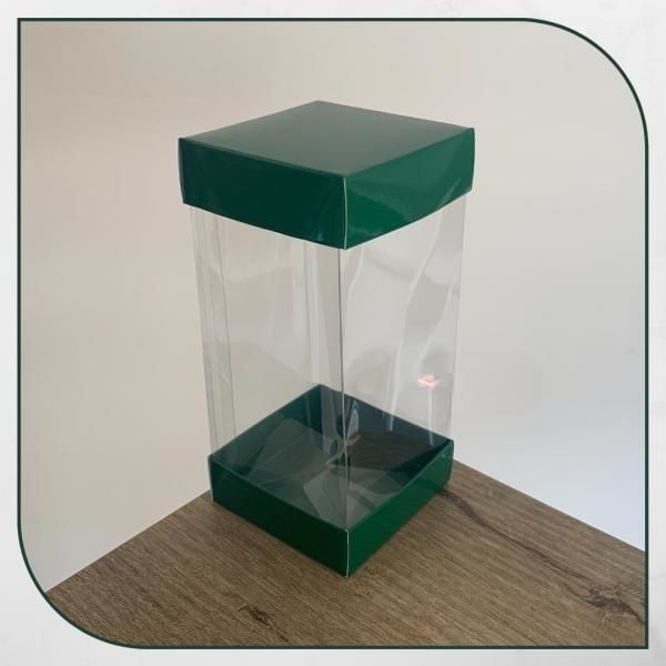 7x7x14 YEŞİL ÇİFT TARAFLI KARTON VE ASETAT KUTU