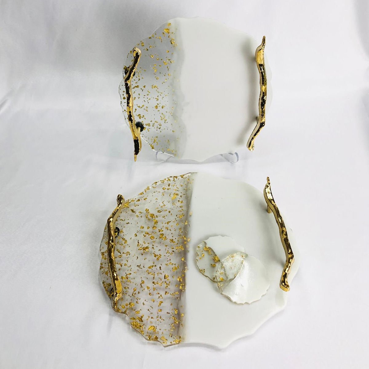 EPOKSİ KARIŞIM TEPSİ 2'Lİ YARI SEDEF YUVARLAK TIRTIKLI Gold