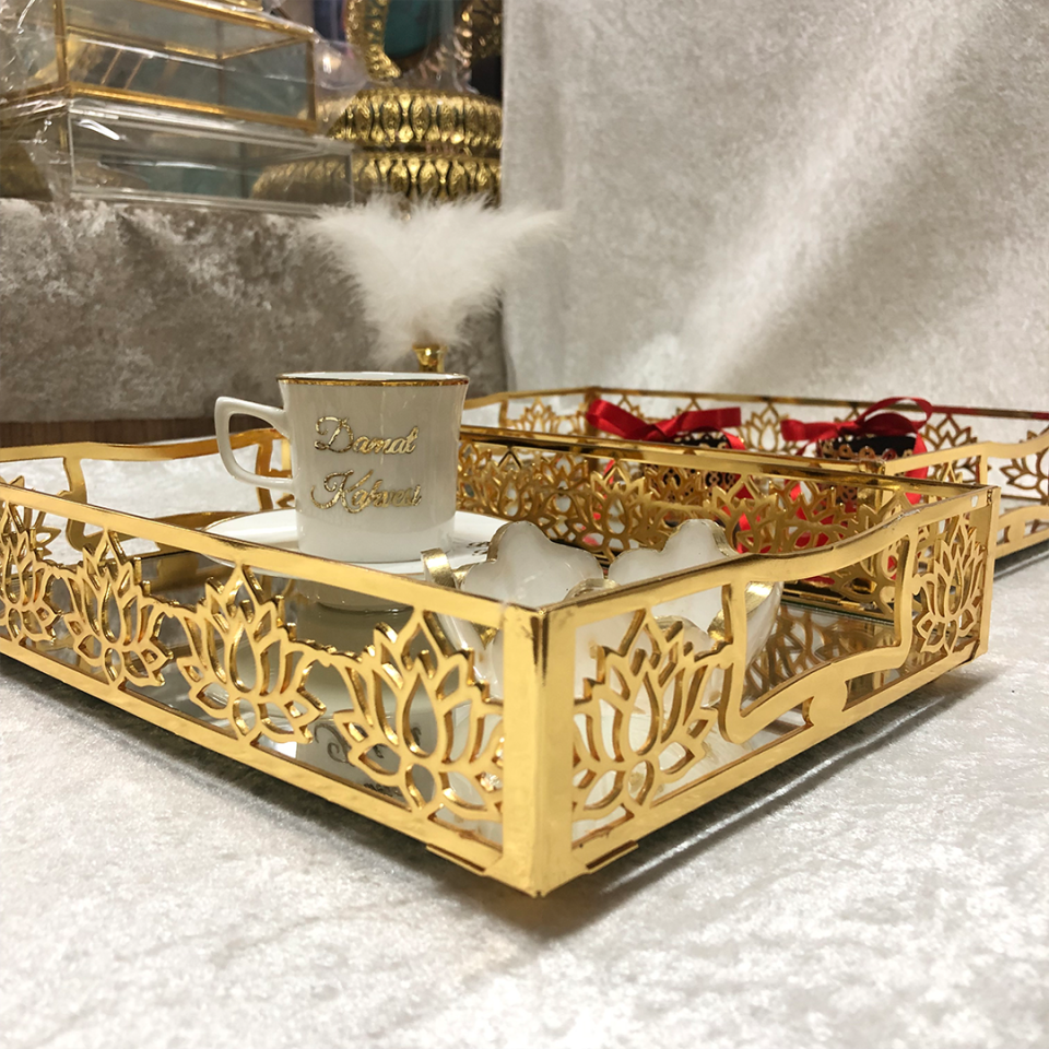 METAL TEPSİ 2'Lİ LOTUS DESEN LAZER KESİM