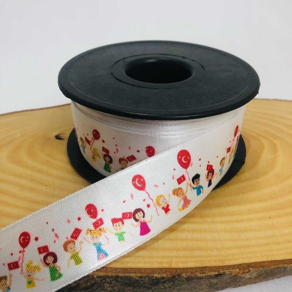 23 APRIL CHILDREN'S DAY PRINTED SATIN RIBBON 3cm 20 Meters
