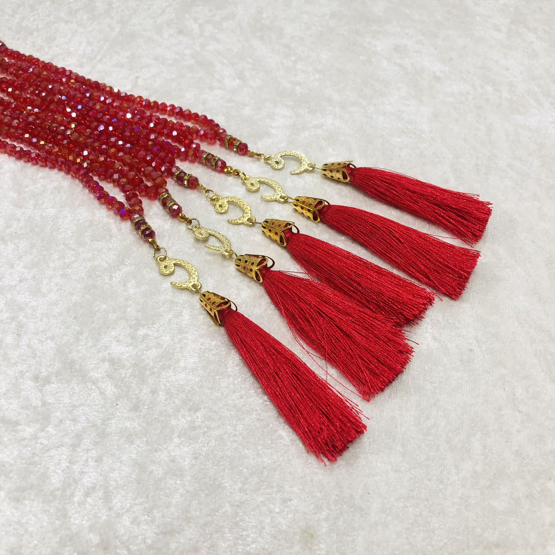 KRİSTAL TESBİH KIRMIZI 10'LU 6mm