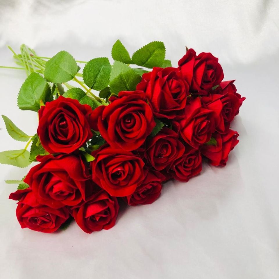 KADİFE GÜL KIRMIZI TEKLİ 50cm YAPAY ÇİÇEK